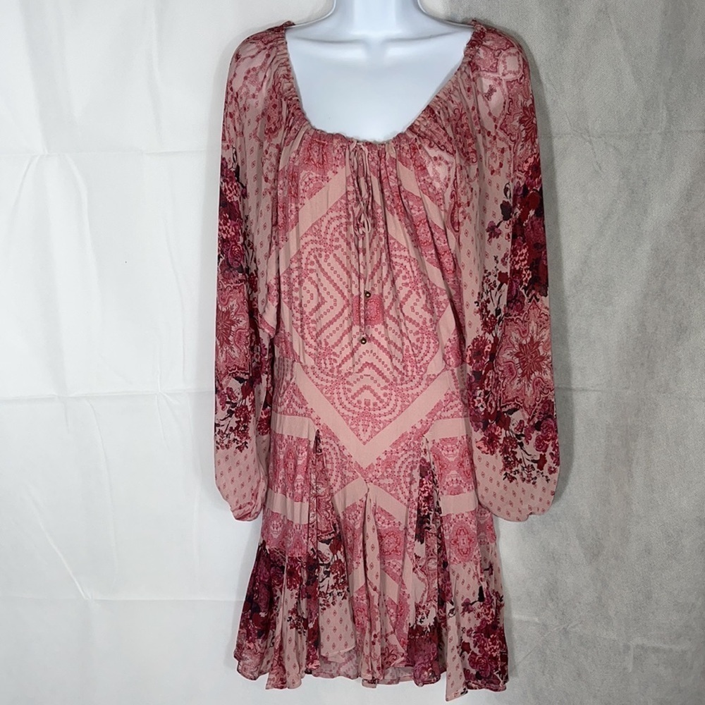 Free People Pink Paisley Open-Back Mini Dress - Picture 2 of 5